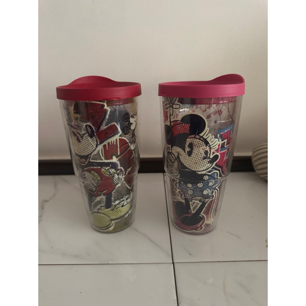 Disney Tervis Tumbler Set Mickey Minnie Mouse Insulated Travel Cups with Lids